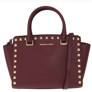 Michael Kors Selma Stud Medium Leather Satchel